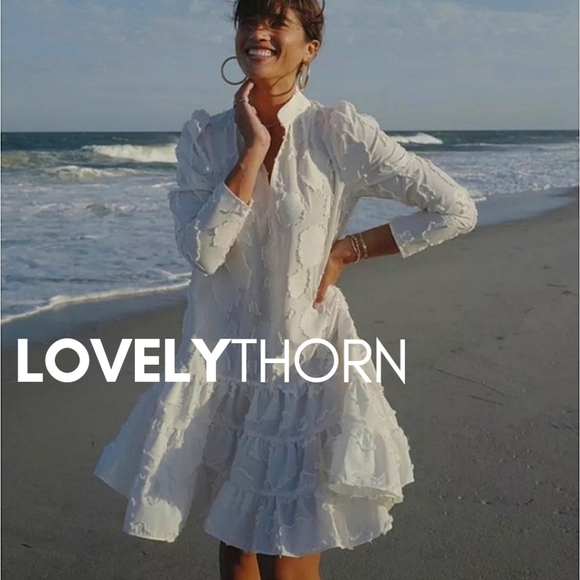 H&M // ltd ed blogger fave jacquard weave puff sleeve flare mini rocky barnes - Picture 4 of 16